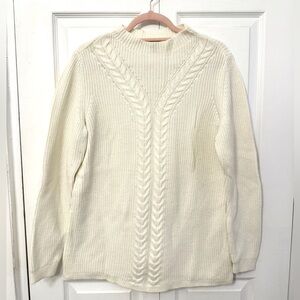 Talbots Cream Cable Knit Mocknexk Sweater L
